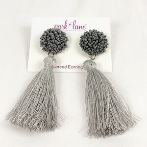 Park Lane Gray Beaded Tassel Earrings – Statement Dangle, Brand New